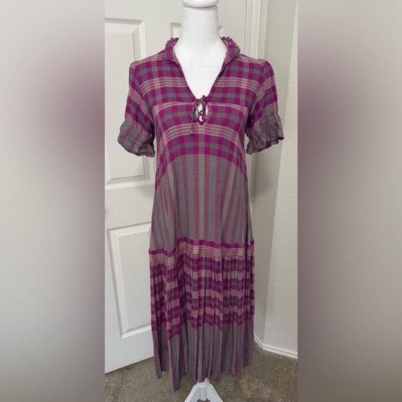 Apiece Apart Dresses & Skirts - Apiece Apart Los Altos La India Plaid Short Sleeve Midi Dress Size 2